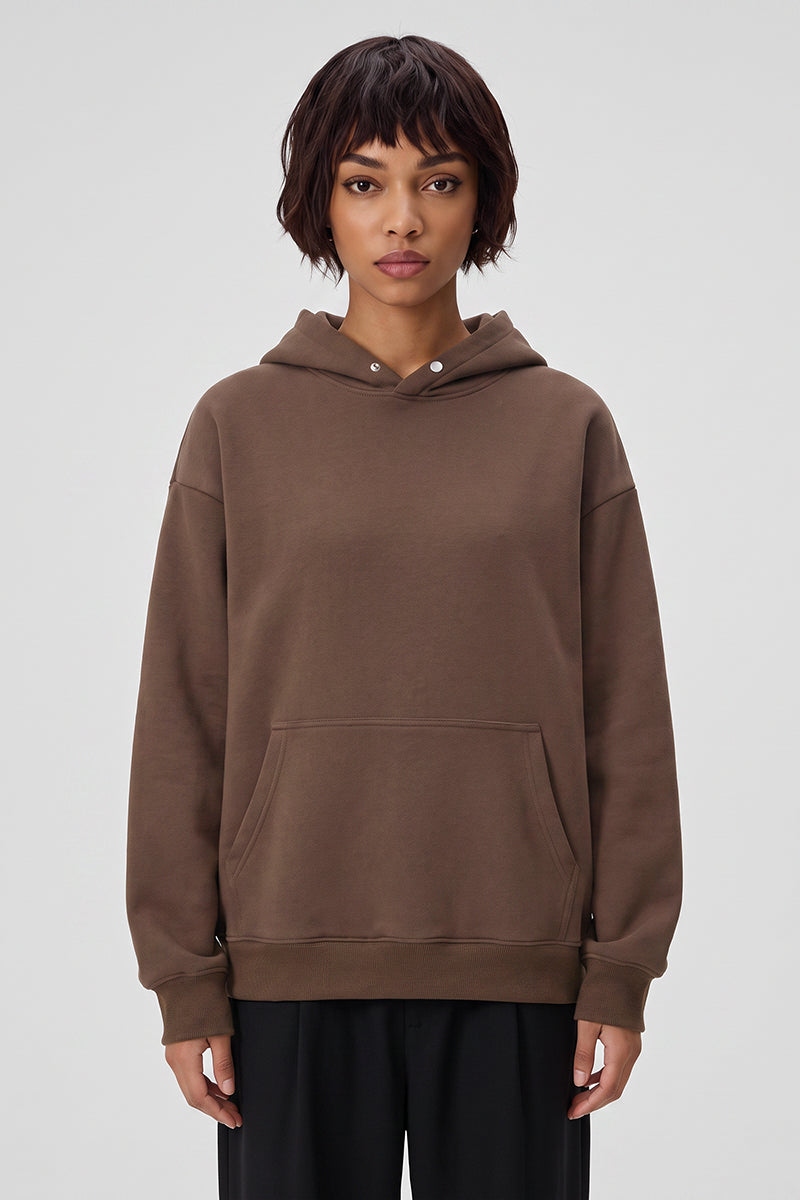 Women's Fall Snap-Button Fleece Kangaroo-Pocket Hoodie