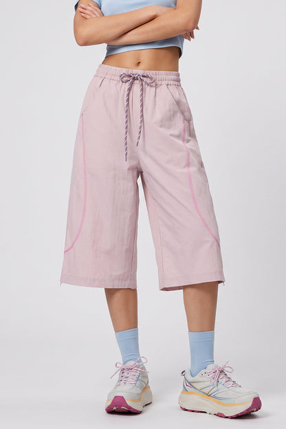 Women's Summer Contrast-Stitch Quick-Dry Wide-Leg Pants