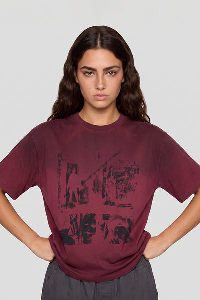 Women's Summer Washed High Street Print Oversized Set-in Tee