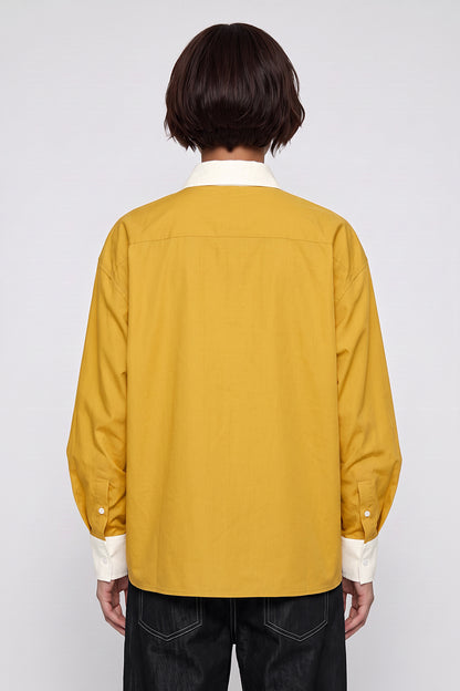 Women's Spring Colorblock Collared Button-Down Shirt