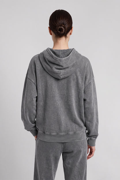Women's Fall Winter Vintage Washed Cropped Pocket Hoodie