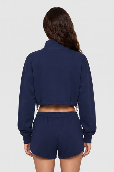 Women's Fall Winter Half-Zip Cropped Athletic 2-Piece Set