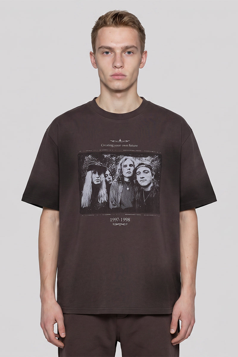 Men's Summer Street Tie-Dye Portrait Oversized Tee