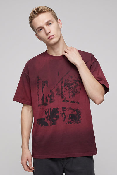 Men's Summer Washed High Street Print Oversized Set-in Tee