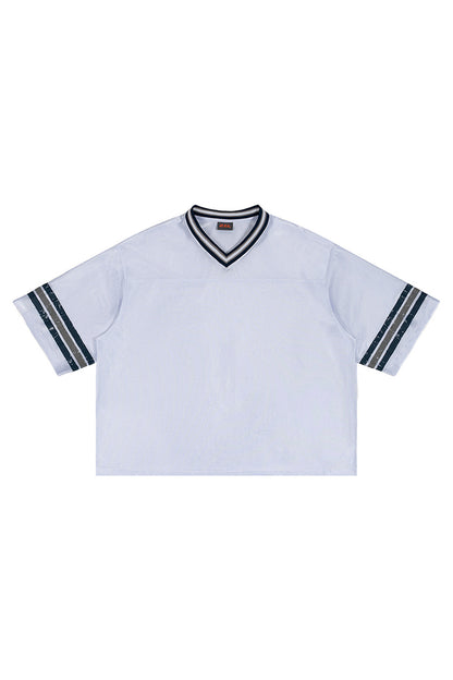 Men's Summer Striped V-Neck Breathable Athletic T-Shirt