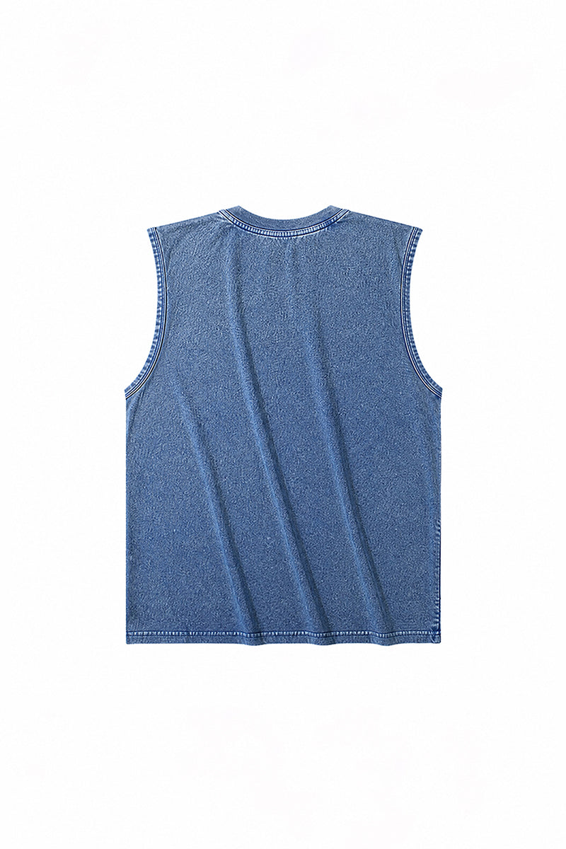 Men's Summer Vintage Washed Raw-Edge Sleeveless Tank Top
