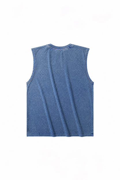 Men's Summer Vintage Washed Raw-Edge Sleeveless Tank Top