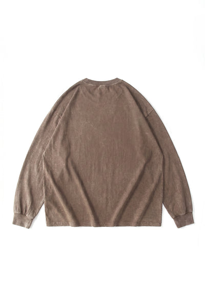 Women's Fall Vintage Washed Oversized Long-Sleeve T-Shirt