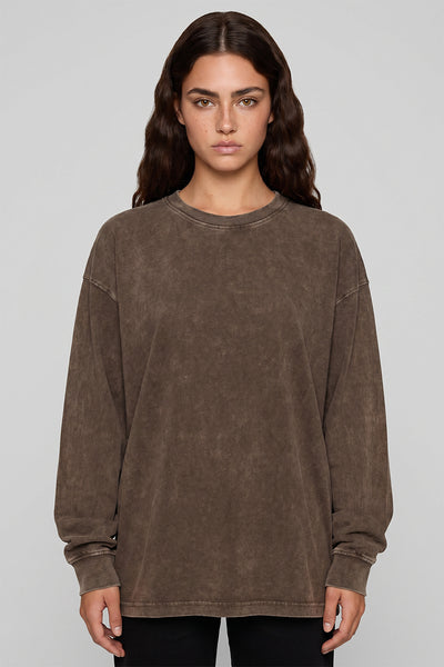 Women's Fall Vintage Washed Oversized Long-Sleeve T-Shirt