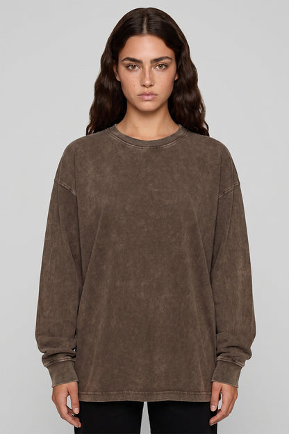 Women's Fall Vintage Washed Oversized Long-Sleeve T-Shirt