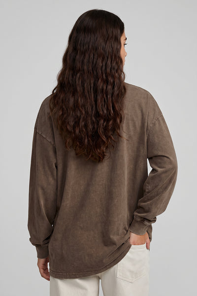 Women's Fall Vintage Washed Oversized Long-Sleeve T-Shirt