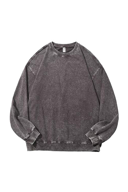 Unisex Fall Washed Vintage Raglan Crew Neck Sweatshirt