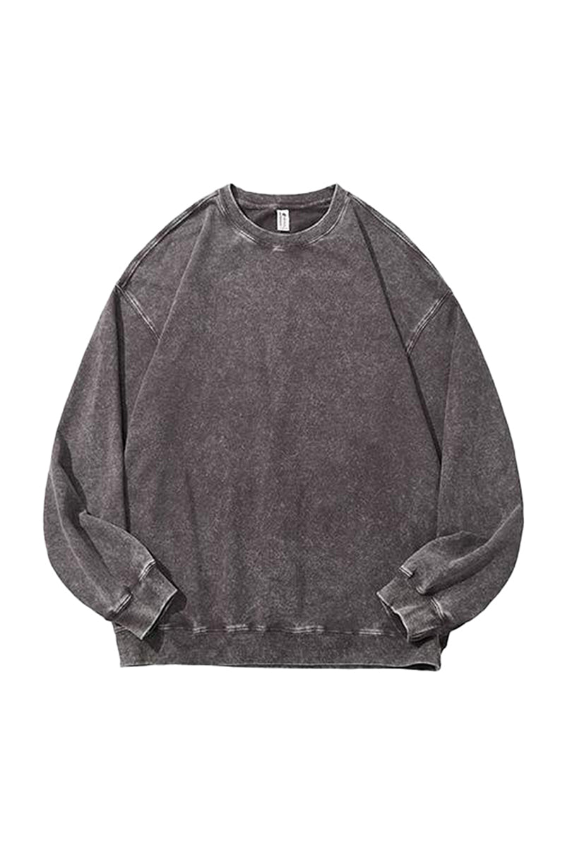 Unisex Fall Washed Vintage Raglan Crew Neck Sweatshirt