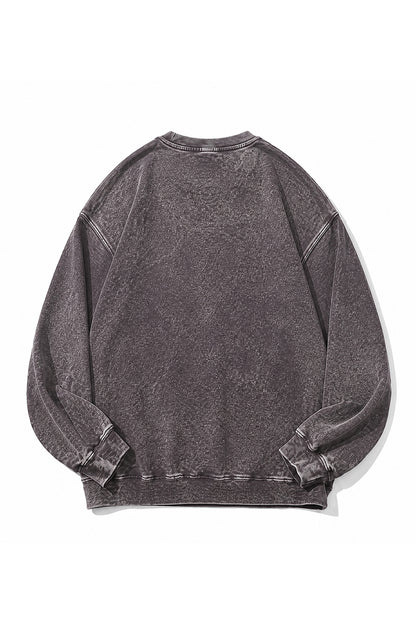 Unisex Fall Washed Vintage Raglan Crew Neck Sweatshirt
