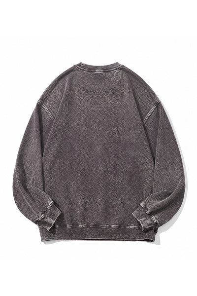 Men Fall Clothing Washed Raglan Crew Neck Sweatshirt