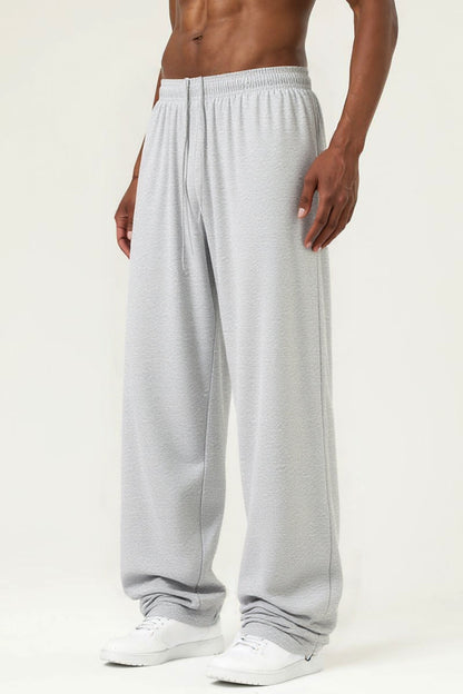 Men's Streetwear Relaxed High-Elastic Straight-Leg Pants