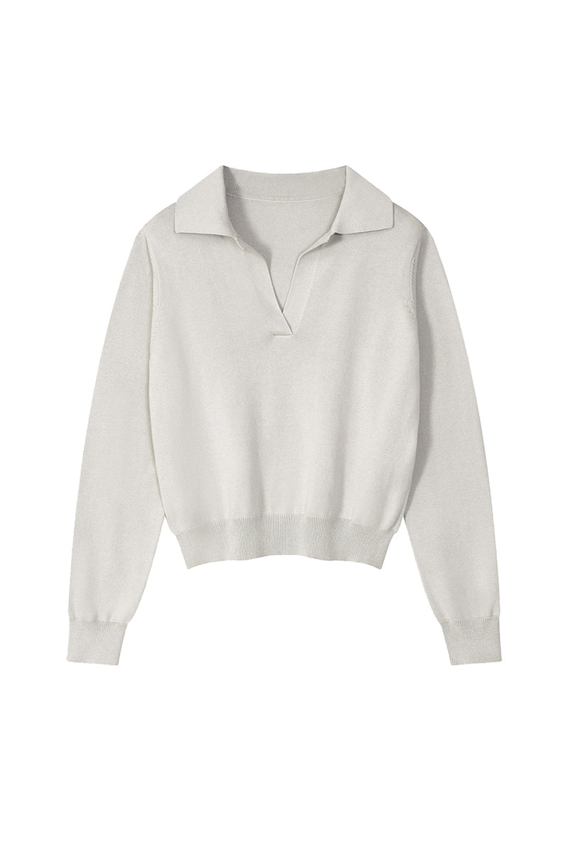 Unisex Fall 420G Cropped Polo Collar Knit Sweater