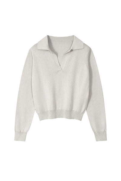 Unisex Fall Clothing 420G Cropped Polo Collar Knit Sweater