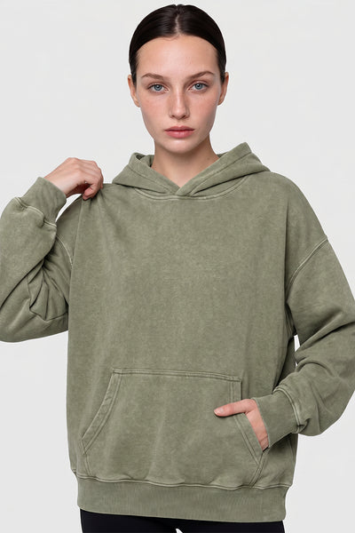Women's Fall Winter Washed Oversized Drop-Shoulder Hoodie