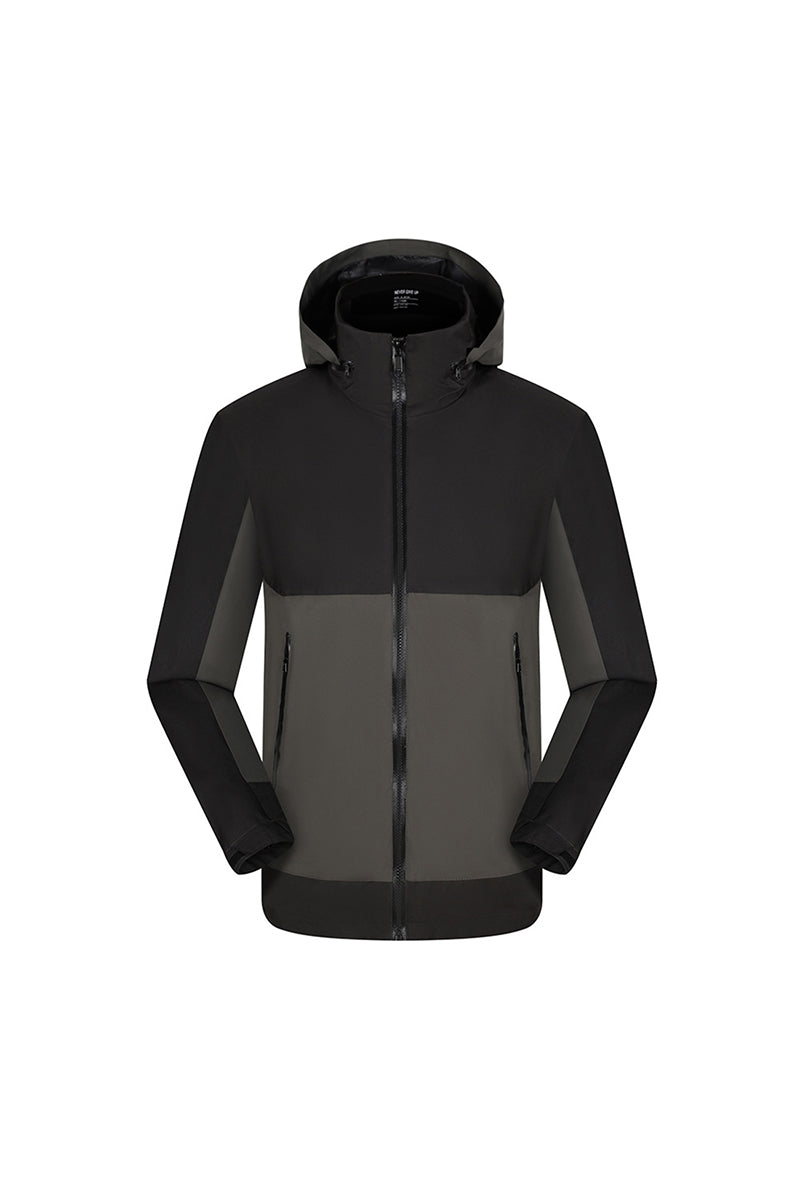 Men's Fall Winter Colorblock Hooded Windproof Shell Jacket