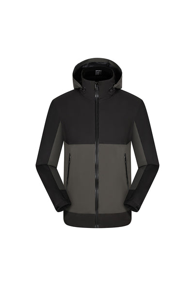 Men's Fall Winter Colorblock Hooded Windproof Shell Jacket
