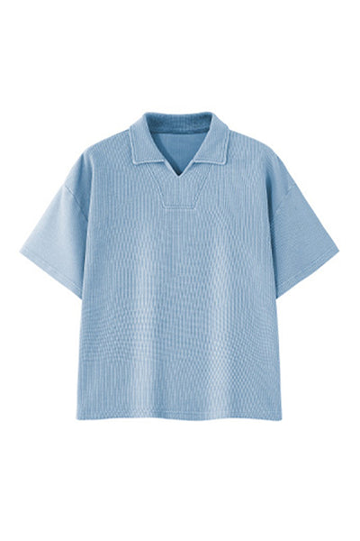 Women's Summer Old Money Heavy Waffle Snow Wash V-Neck Polo