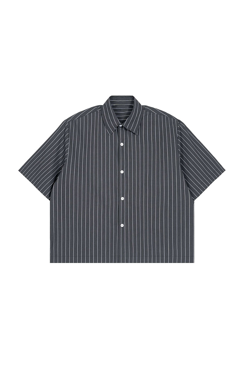 Men's Summer Cropped Vertical-Stripe Stretch Casual Shirt