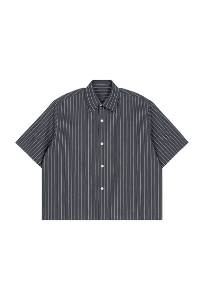 Men's Summer Cropped Vertical-Stripe Stretch Casual Shirt