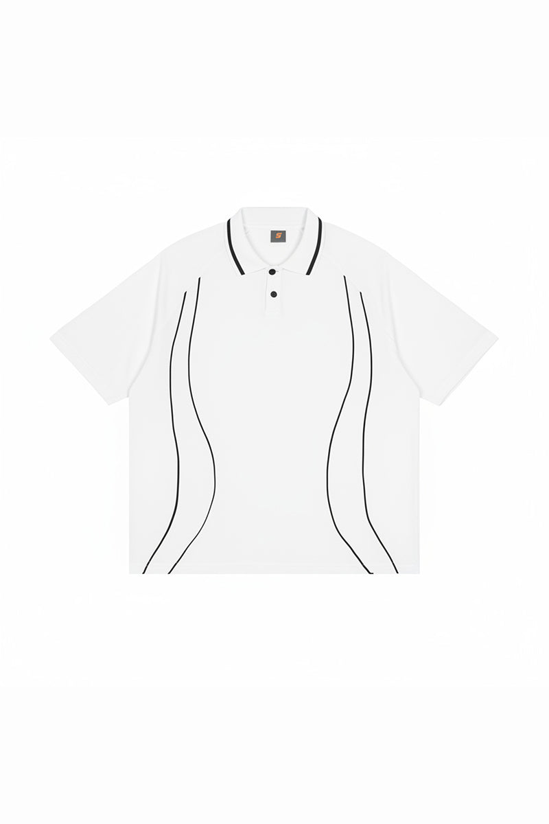 Men's Street Boxy Contrast Piping Short Sleeve Cotton Polo