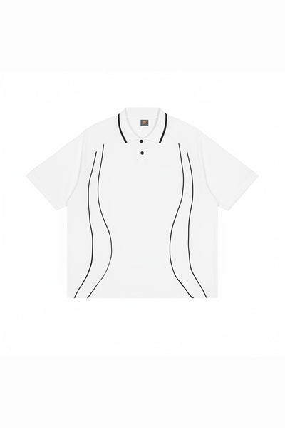 Men's Street Boxy Contrast Piping Short Sleeve Cotton Polo