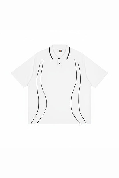 Men's Street Boxy Contrast Piping Short Sleeve Cotton Polo