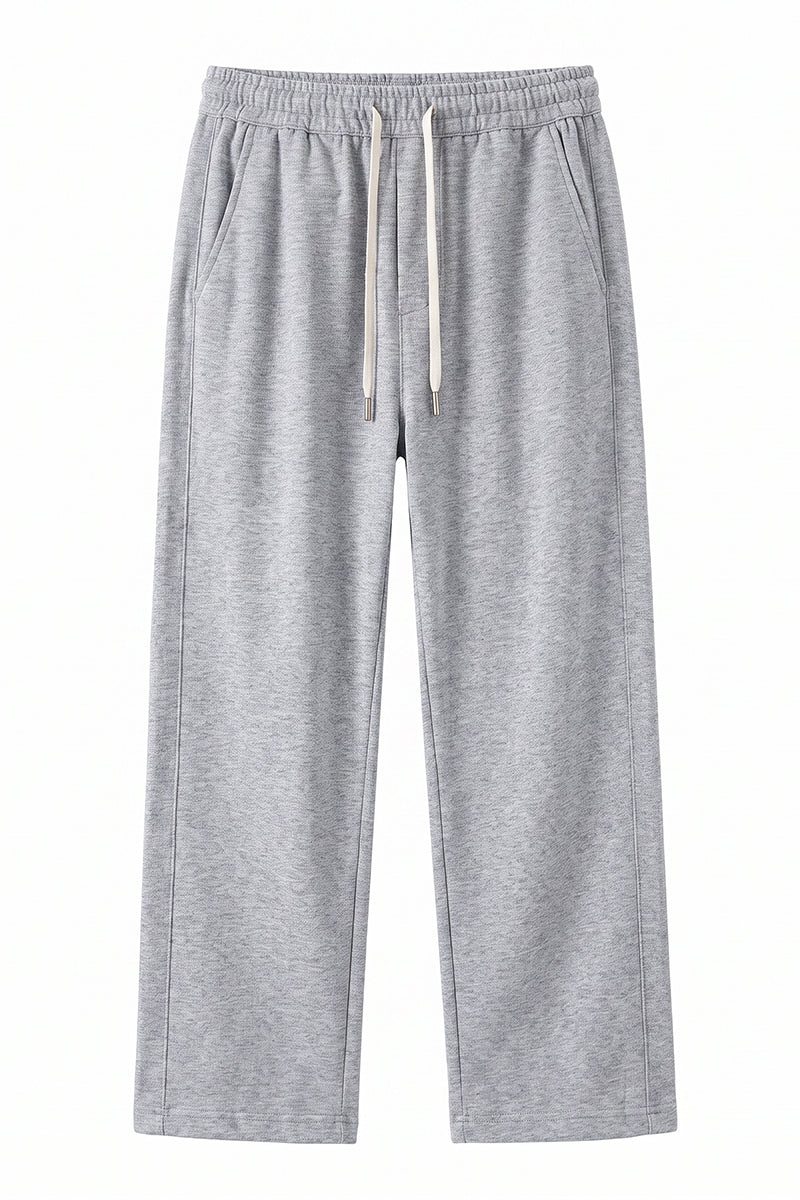 Men's Spring Heather-Grey Straight-Leg Cotton Sweatpants