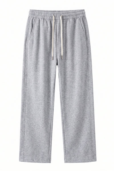 Men's Spring Heather-Grey Straight-Leg Cotton Sweatpants