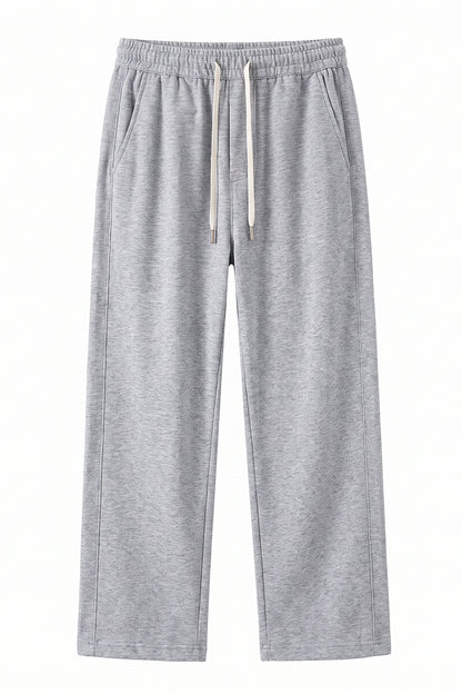 Men's Spring Heather-Grey Straight-Leg Cotton Sweatpants