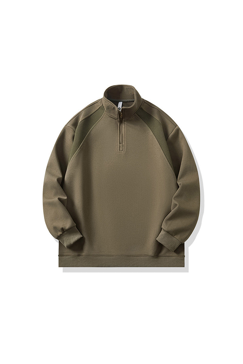 Men's Fall Half-Zip Colorblock Long-Sleeve Sweatshirt