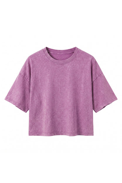 Women's Summer Washed Vintage Relaxed Crop T-Shirt
