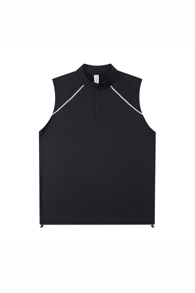 Men's Summer Half-Zip Stand-Collar Athletic Tank Top