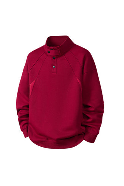 Men's Fall Winter Snap-Button Colorblock Collar Sweatshirt