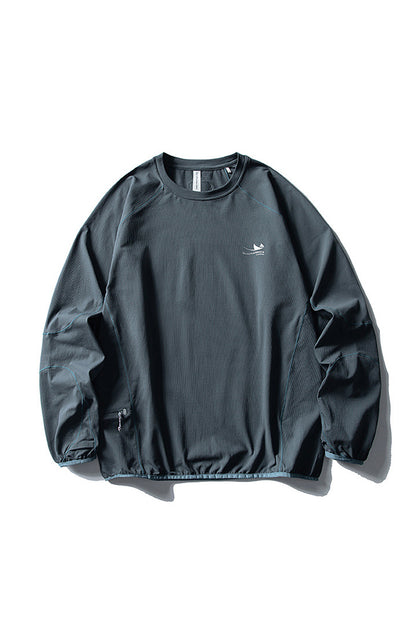 Men Fall Contrast Stitch Crew Neck Long Sleeve Top
