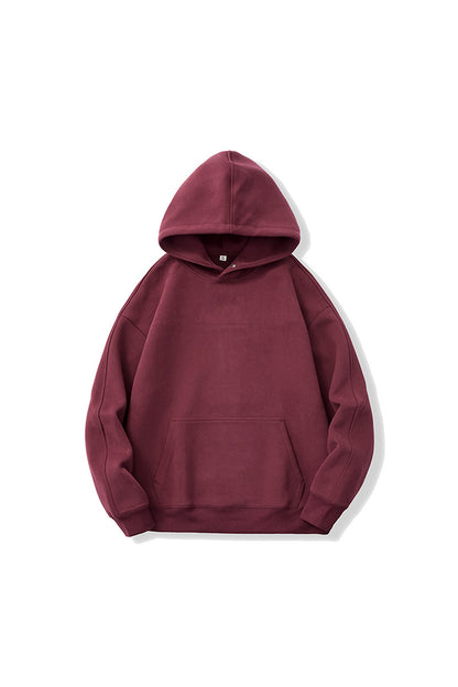 Unisex Fall Snap-Button Fleece Kangaroo-Pocket Hoodie
