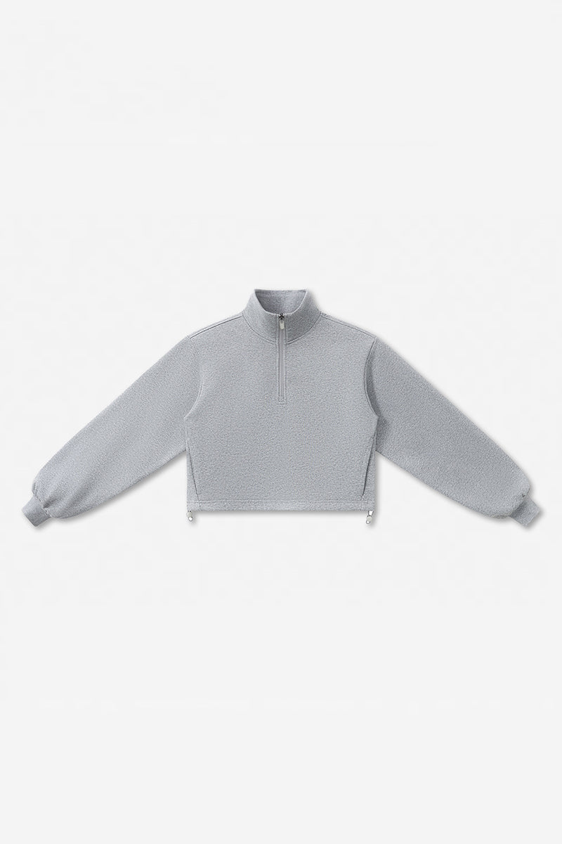 Women's Fall Winter Half-Zip Cropped Drawstring Sweatshirt