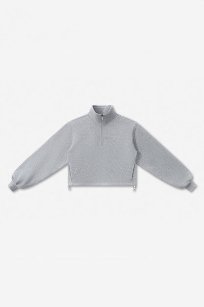 Women's Fall Winter Half-Zip Cropped Drawstring Sweatshirt