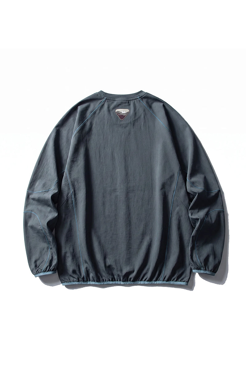 Unisex Fall Contrast Stitch Crew Neck Long Sleeve Top