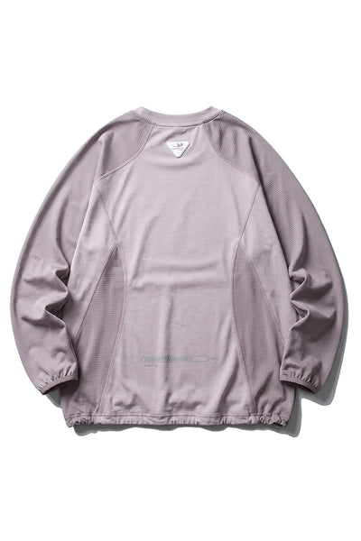 Women Fall Mesh Spliced Crew Neck Sports Long Sleeve Top