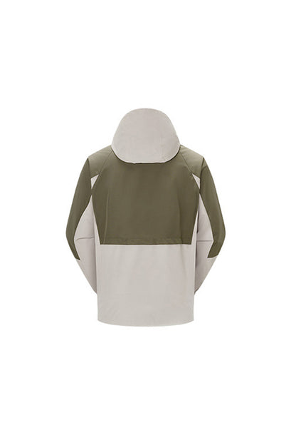 Unisex Fall Winter Ripstop Colorblock Outdoor Hooded Jacket