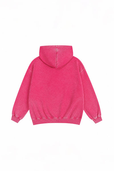 Women's Fall Winter Vintage Washed Zip-Up Pocket Hoodie