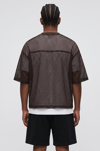 Men's Summer Boxy Mesh Cropped Football Streetwear T-Shirt