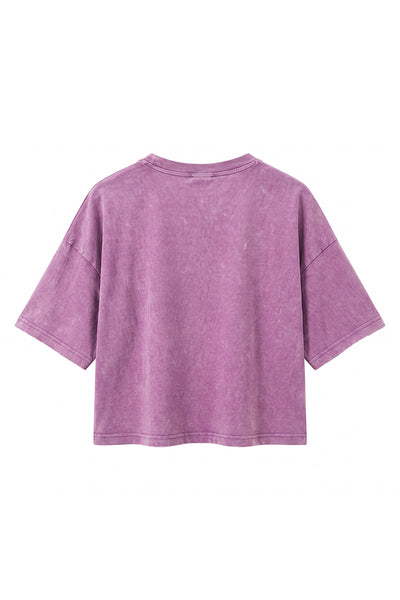 Women's Summer Washed Vintage Relaxed Crop T-Shirt