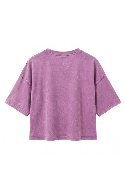 Women's Summer Washed Vintage Relaxed Crop T-Shirt