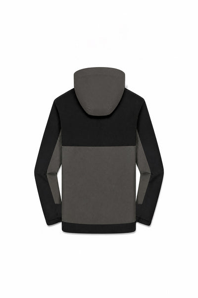 Unisex Fall Winter Colorblock Hooded Windproof Shell Jacket